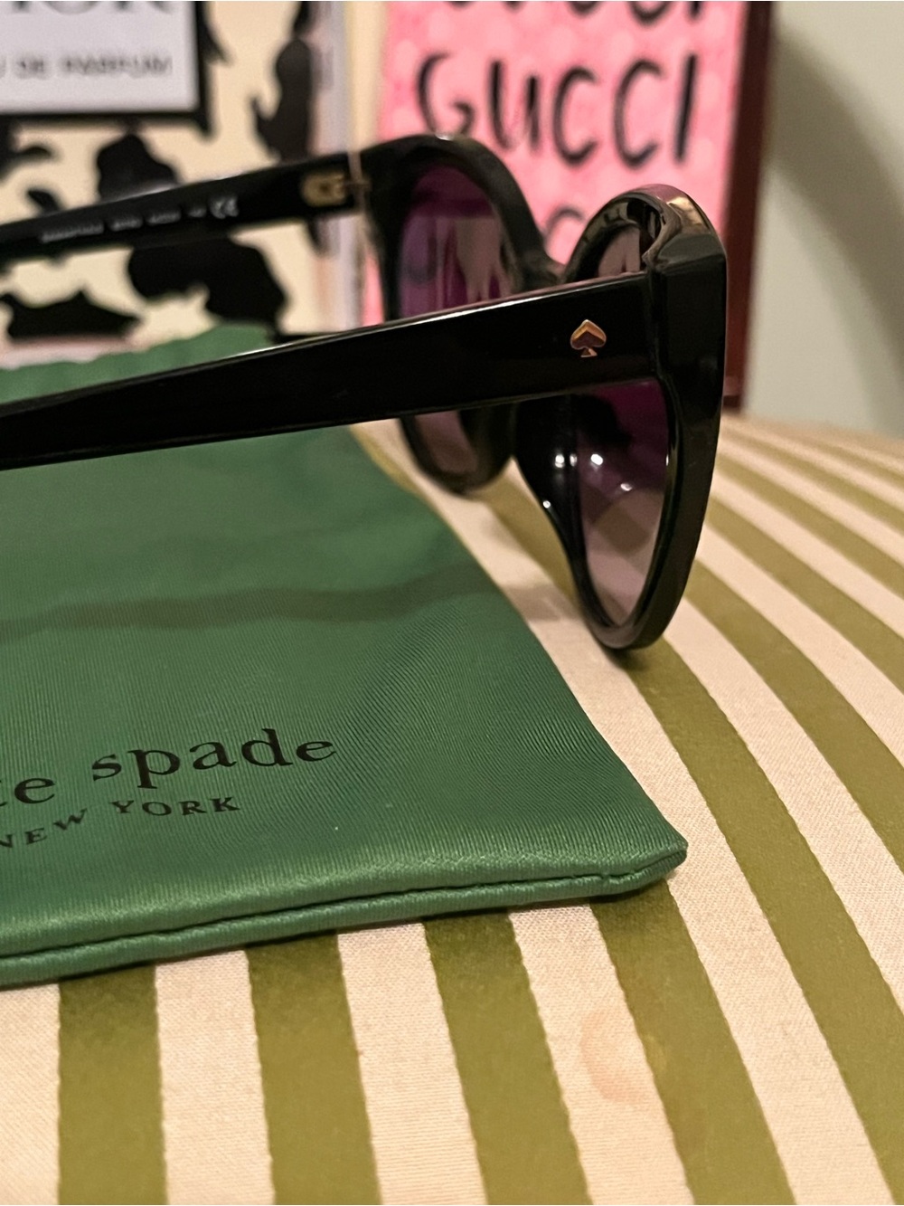 kate spade Black Cat-Eye Sunglasses with Dark Gradient Lenses - Picture 3 of 7